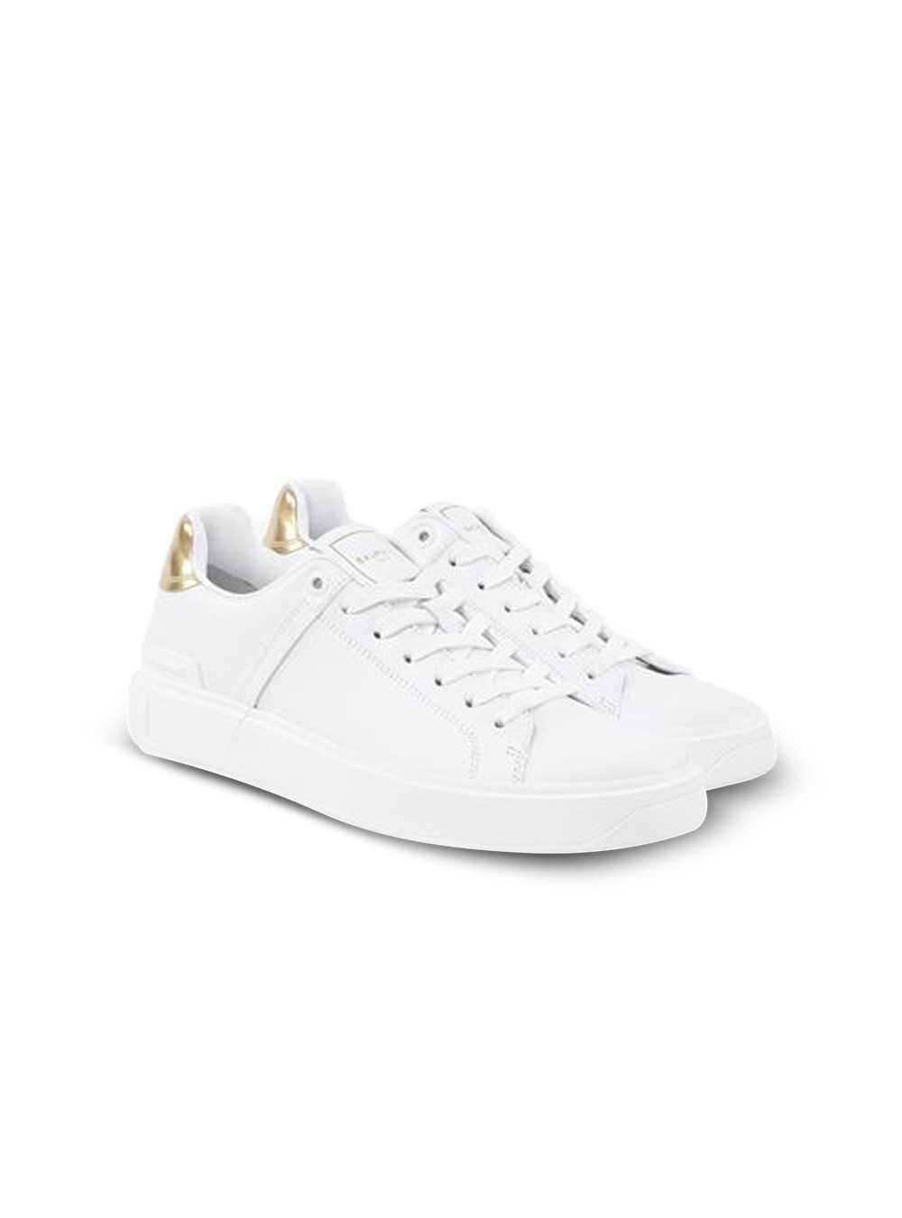 Balmain Calfskin And Metallic Leather B-court Sneakers White | PLKGSBT-87