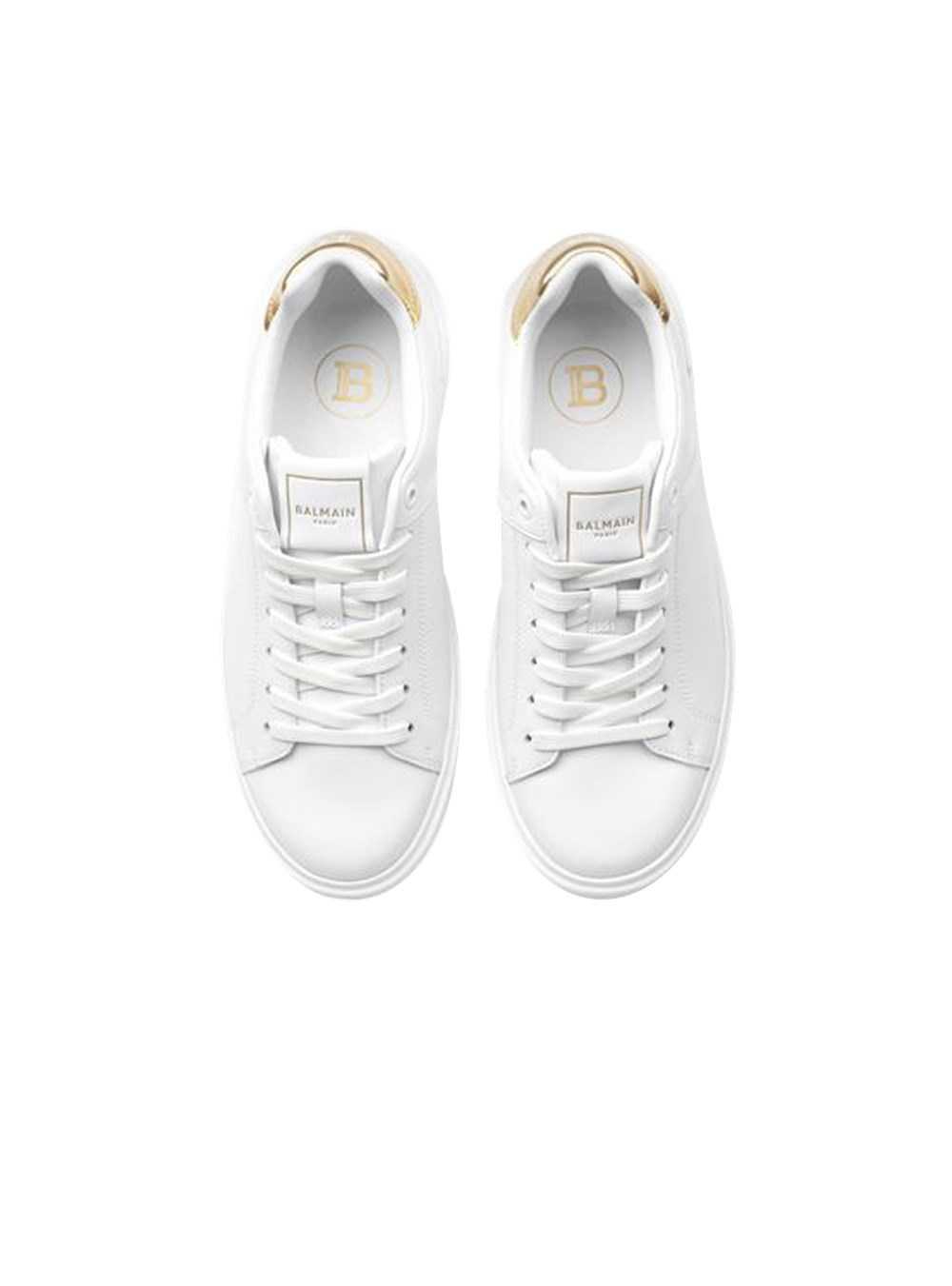 Balmain Calfskin And Metallic Leather B-court Sneakers White | PLKGSBT-87