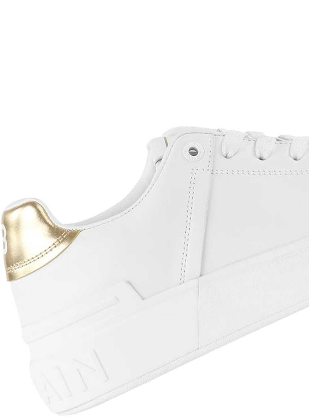 Balmain Calfskin And Metallic Leather B-court Sneakers White | PLKGSBT-87