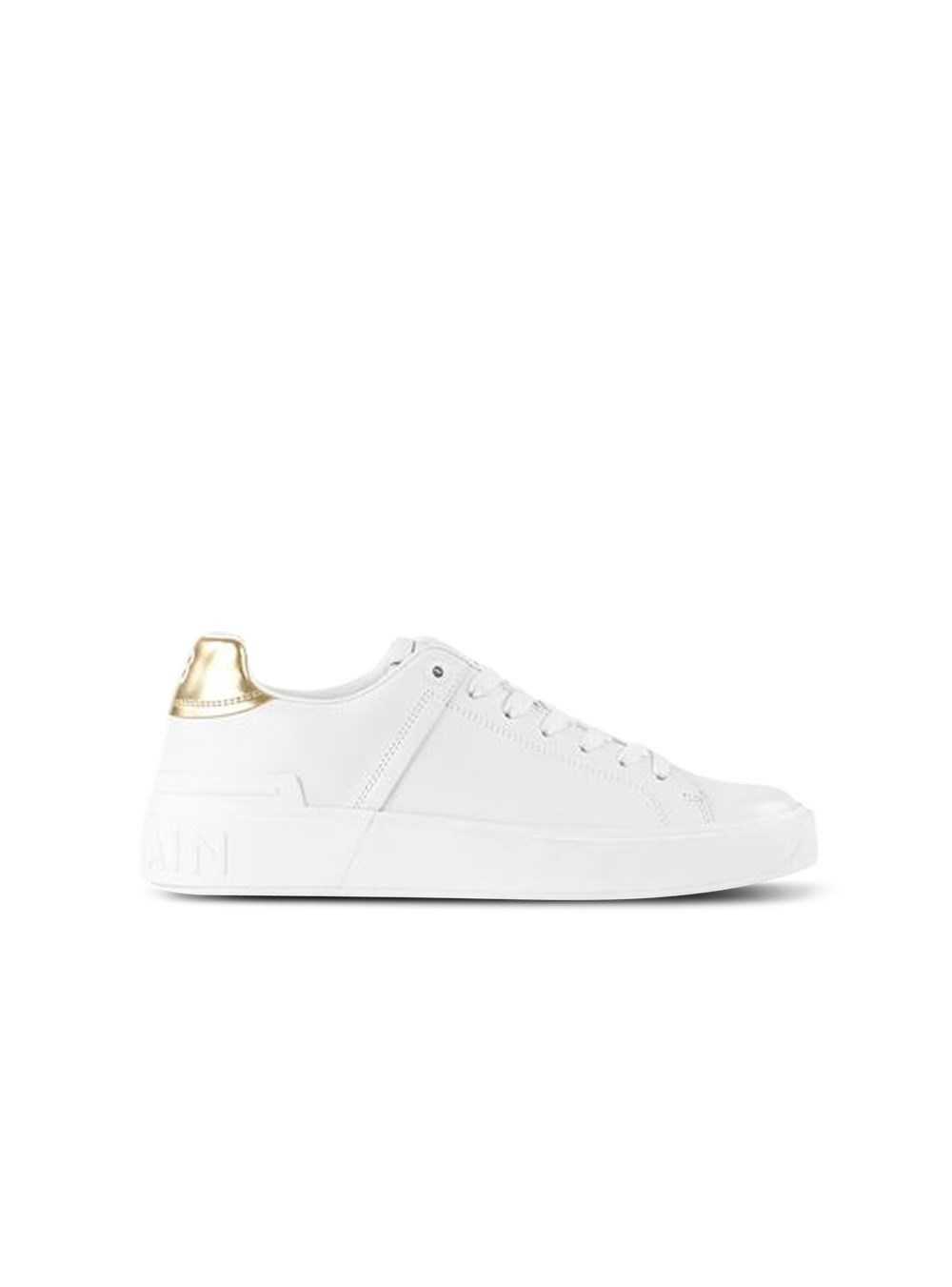 Balmain Calfskin And Metallic Leather B-court Sneakers White | PLKGSBT-87