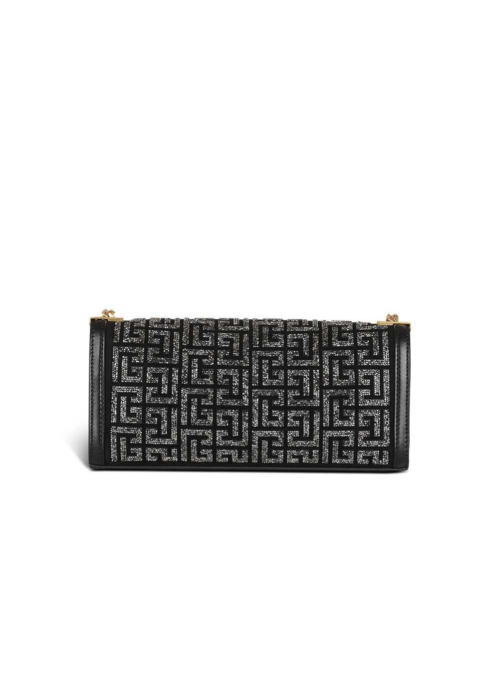 Balmain Calfskin Jacquard 1945 Clutch Bag With Swarovski Jewerly Black | IHDCLWE-75