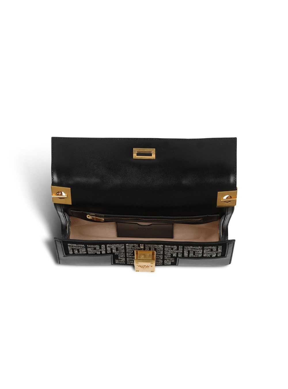 Balmain Calfskin Jacquard 1945 Clutch Bag With Swarovski Jewerly Black | IHDCLWE-75