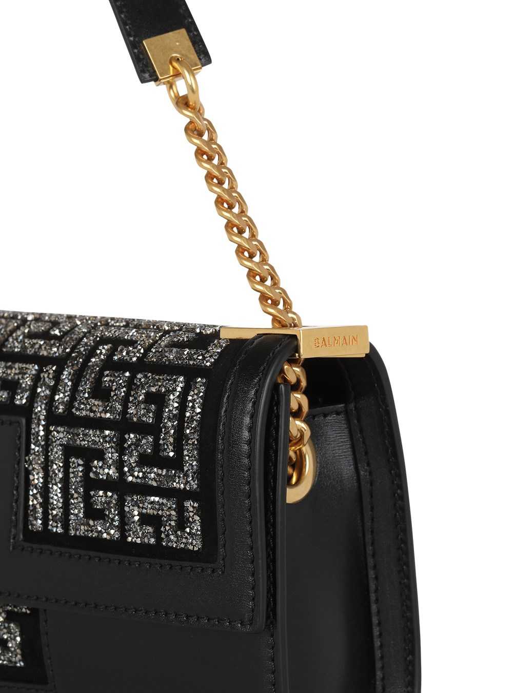 Balmain Calfskin Jacquard 1945 Clutch Bag With Swarovski Jewerly Black | IHDCLWE-75