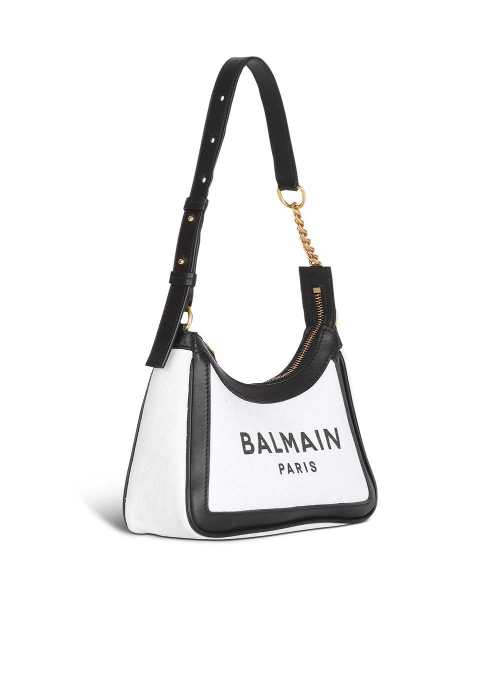 Balmain Canvas B-army Bag With Leather Panels White | EDAMXUJ-01