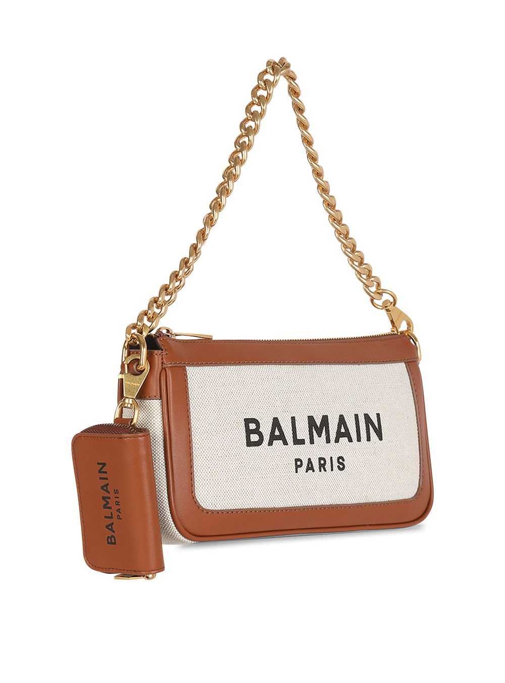 Balmain Canvas B-army Clutch Bag With Leather Panels Beige | NDUSRJY-58