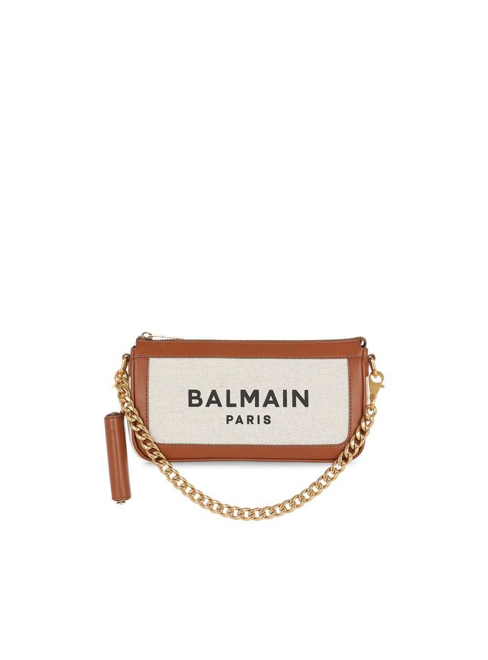 Balmain Canvas B-army Clutch Bag With Leather Panels Beige | NDUSRJY-58