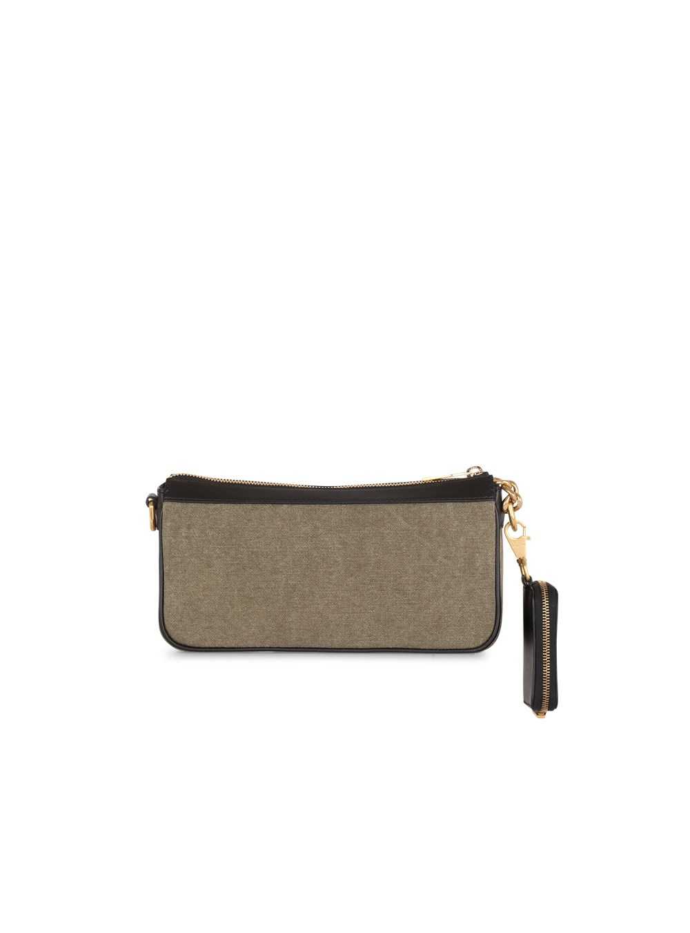 Balmain Canvas B-army Clutch Bag With Leather Panels Khaki | ZMBILUS-65