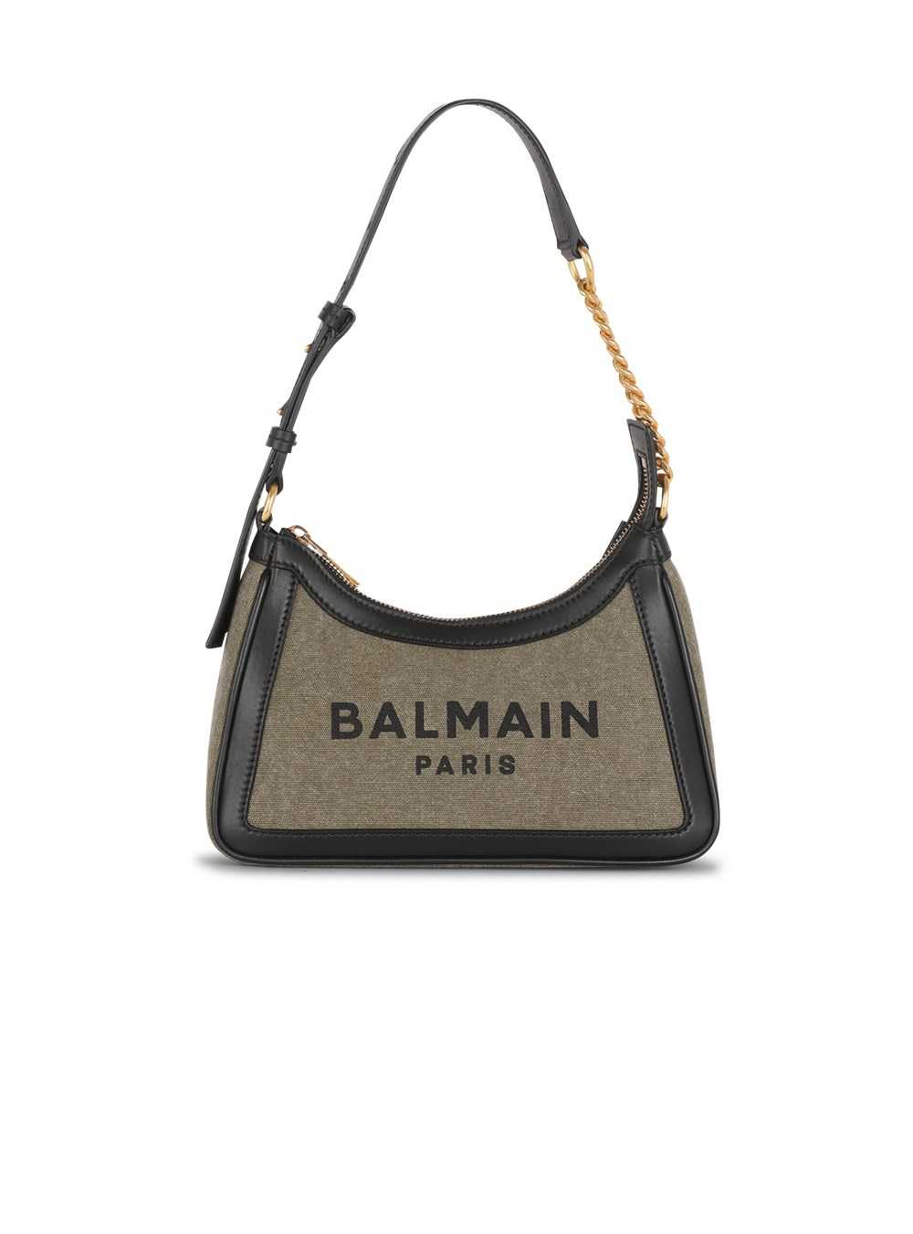 Balmain Canvas B-army Handbag With Leather Panels Khaki | LRCFSZY-24