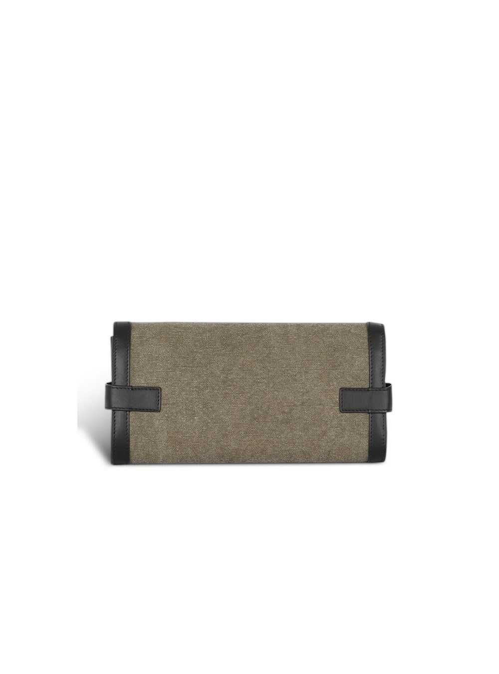 Balmain Canvas B-buzz 23 Clutch Bag With Leather Panels Khaki | AHULNRC-43