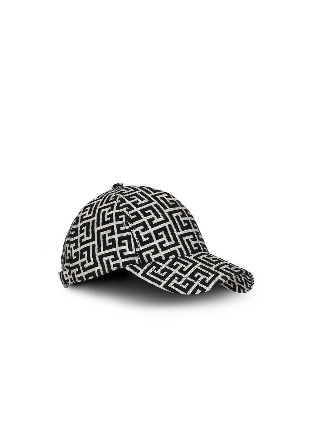 Balmain Cap With Balmain Monogram Pattern Black | BPFURNO-73