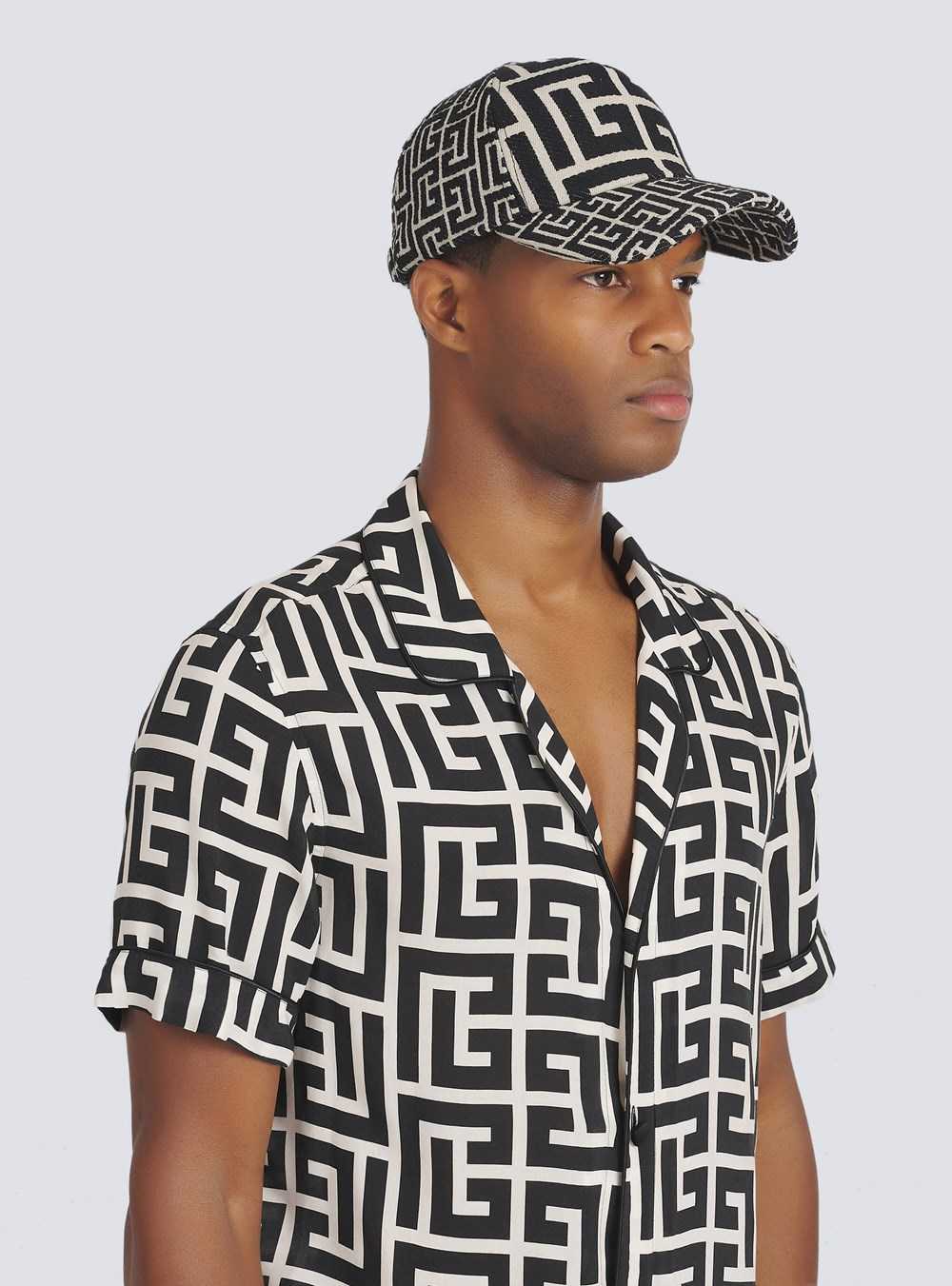 Balmain Cap With Balmain Monogram Pattern Black | YFODRJG-30