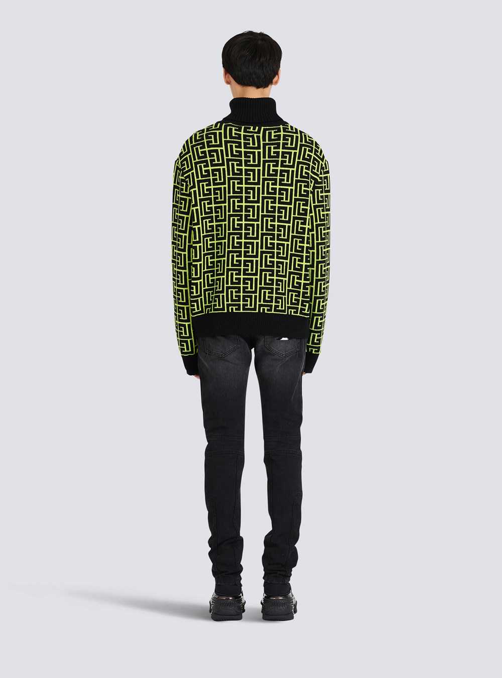 Balmain Capsule After Ski - Balmain Monogram Merino Wool Turtleneck Sweater Yellow | PIQELUT-86