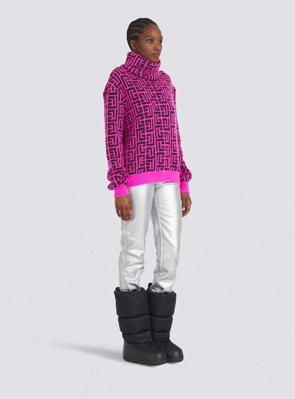 Balmain Capsule After Ski - Balmain-monogrammed Wool Turtleneck Sweater Pink | RYNMWFQ-27