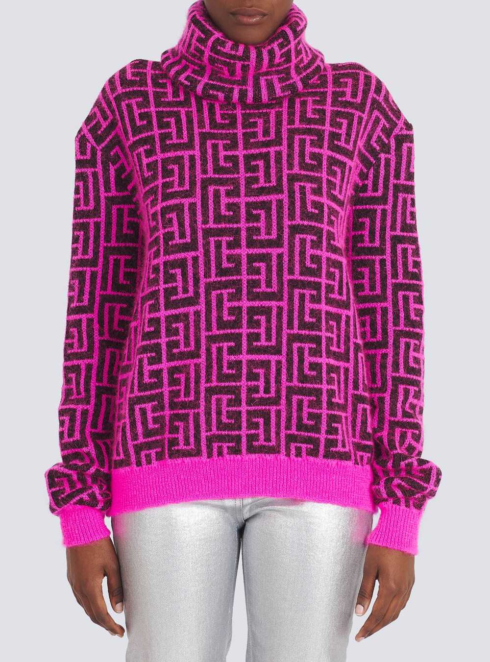 Balmain Capsule After Ski - Balmain-monogrammed Wool Turtleneck Sweater Pink | RYNMWFQ-27