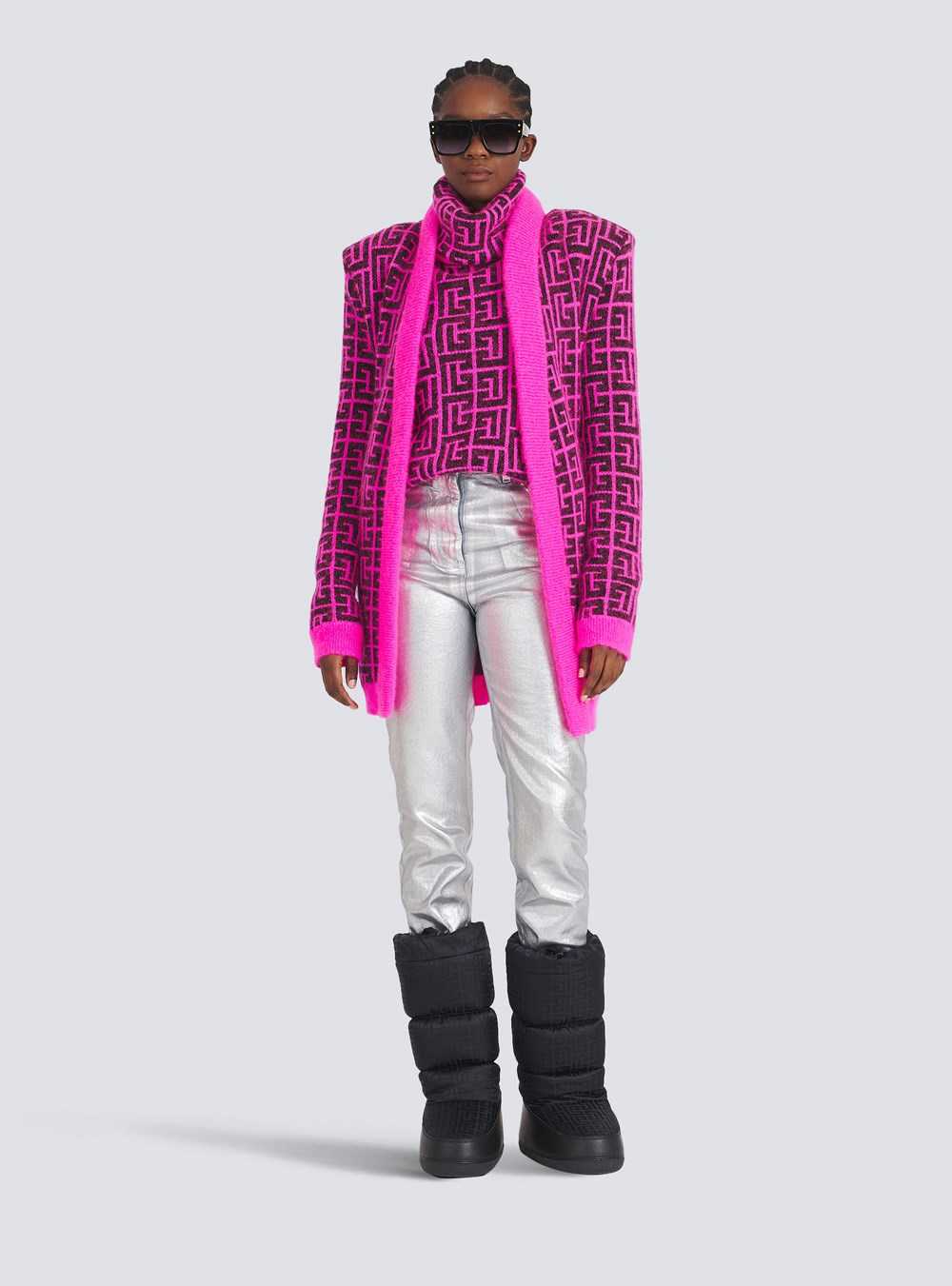 Balmain Capsule After Ski - Balmain-monogrammed Wool Turtleneck Sweater Pink | RYNMWFQ-27