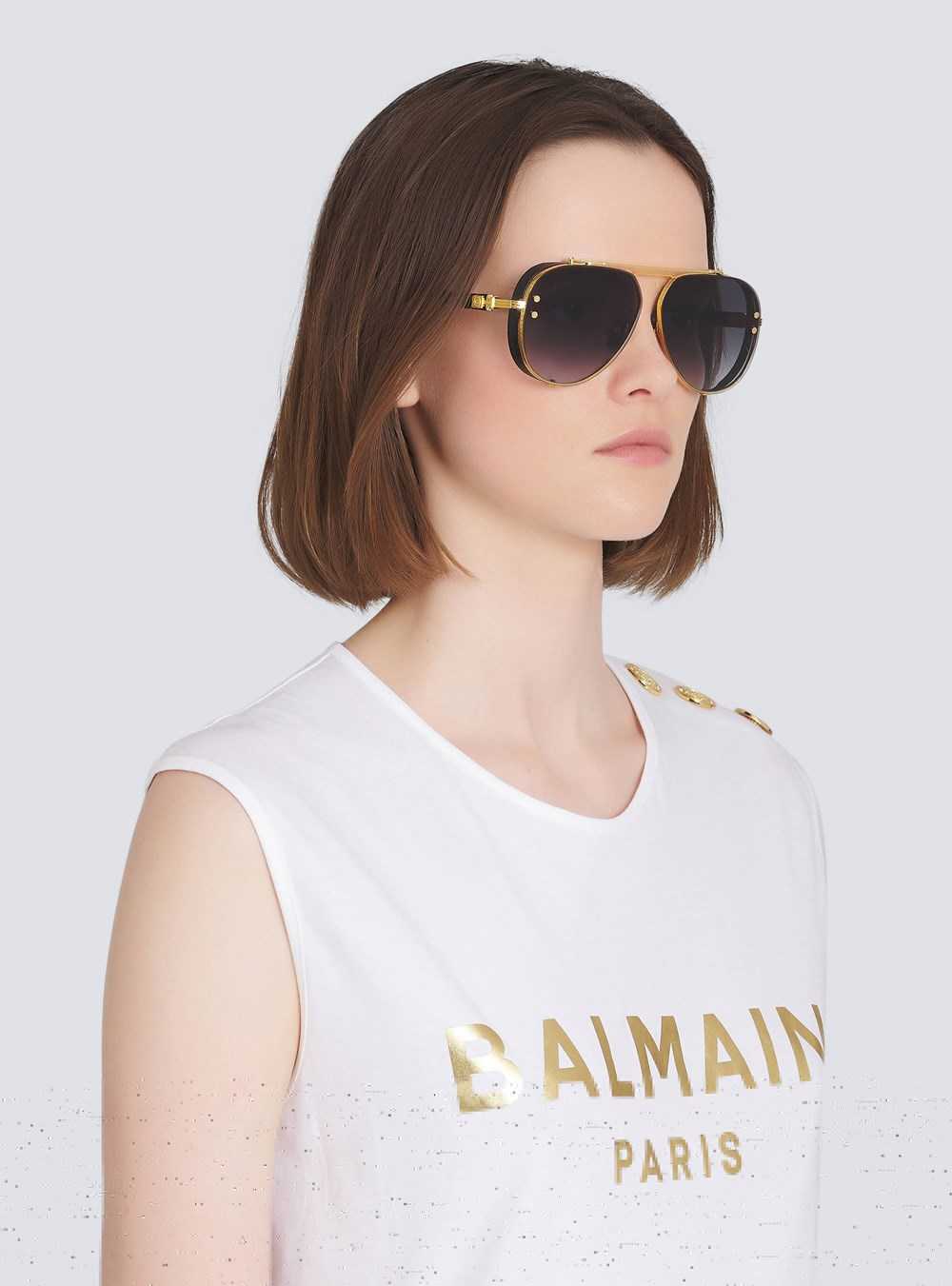 Balmain Captaine Sunglasses Gold | RLIKMYS-96