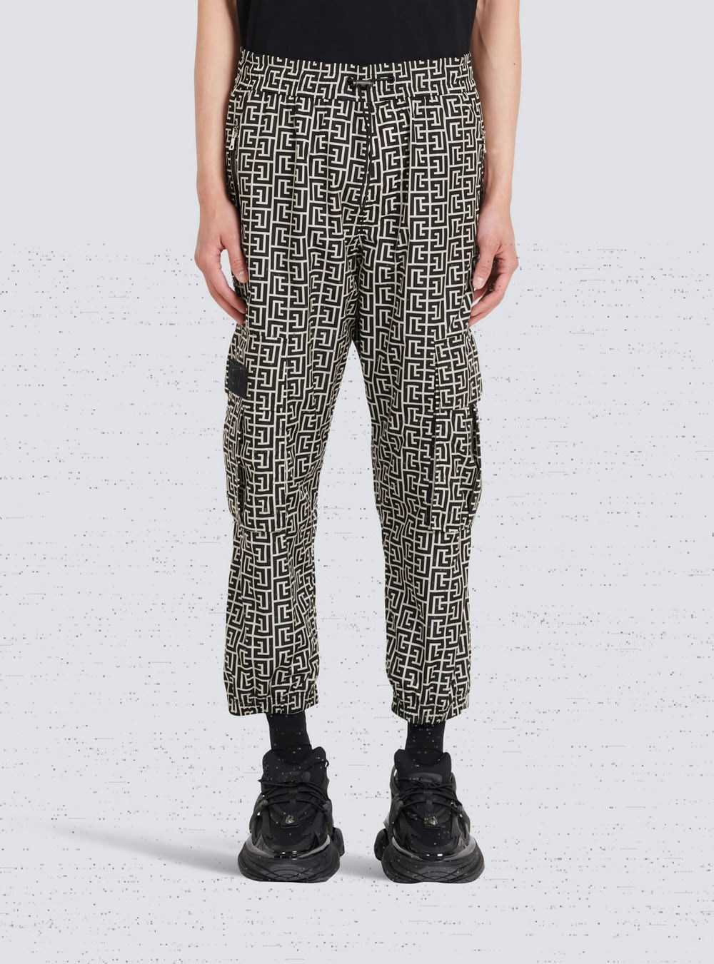 Balmain Cargo Pants With Balmain Monogram Black | DJOYAPS-48