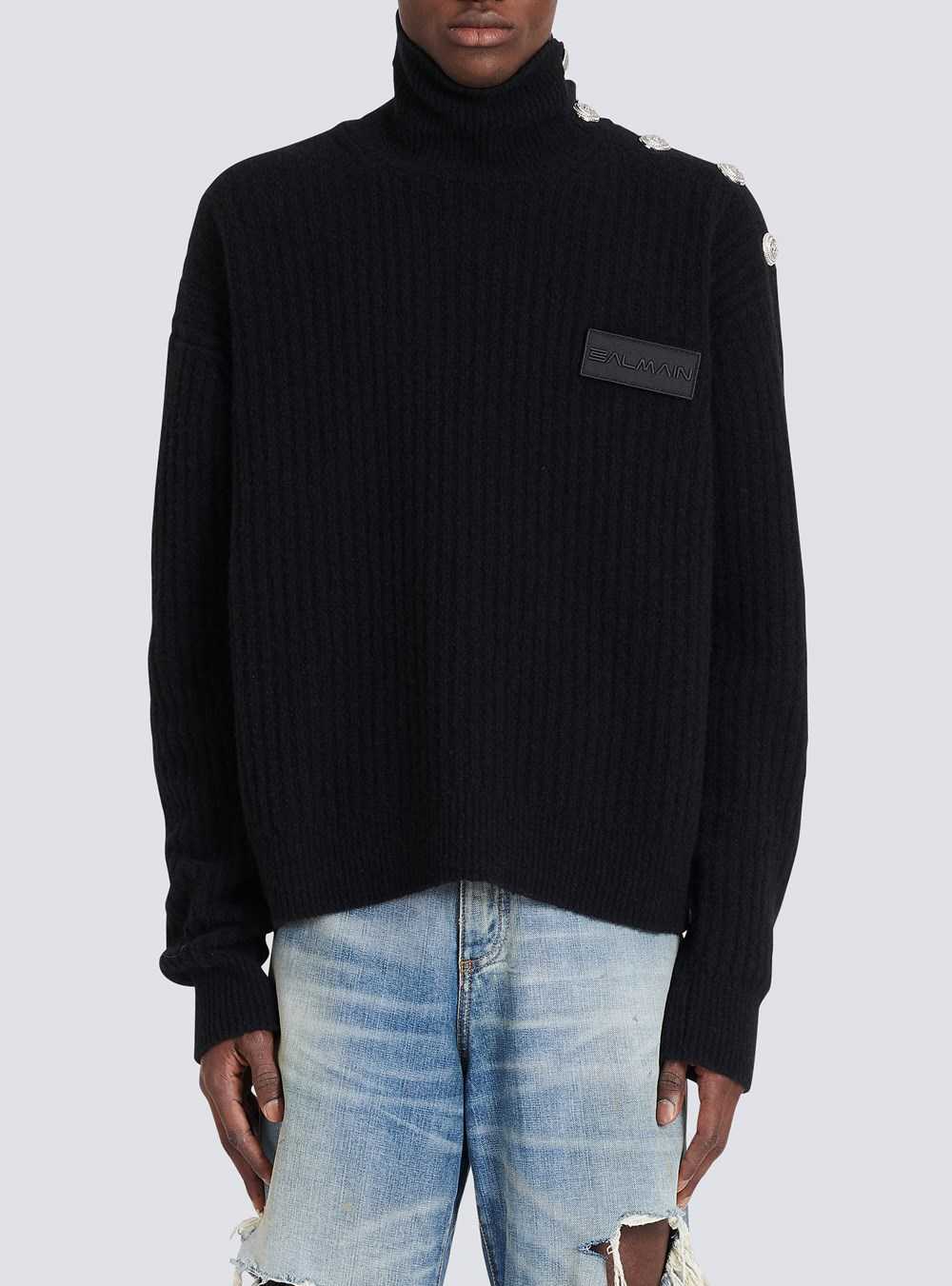 Balmain Cashmere Turtleneck Sweater Black | EGINZXH-71