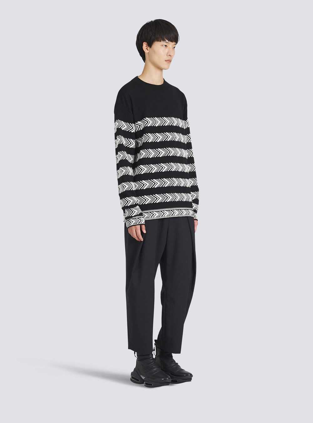 Balmain Chevron Wool Sweater Black | VDCASGR-52