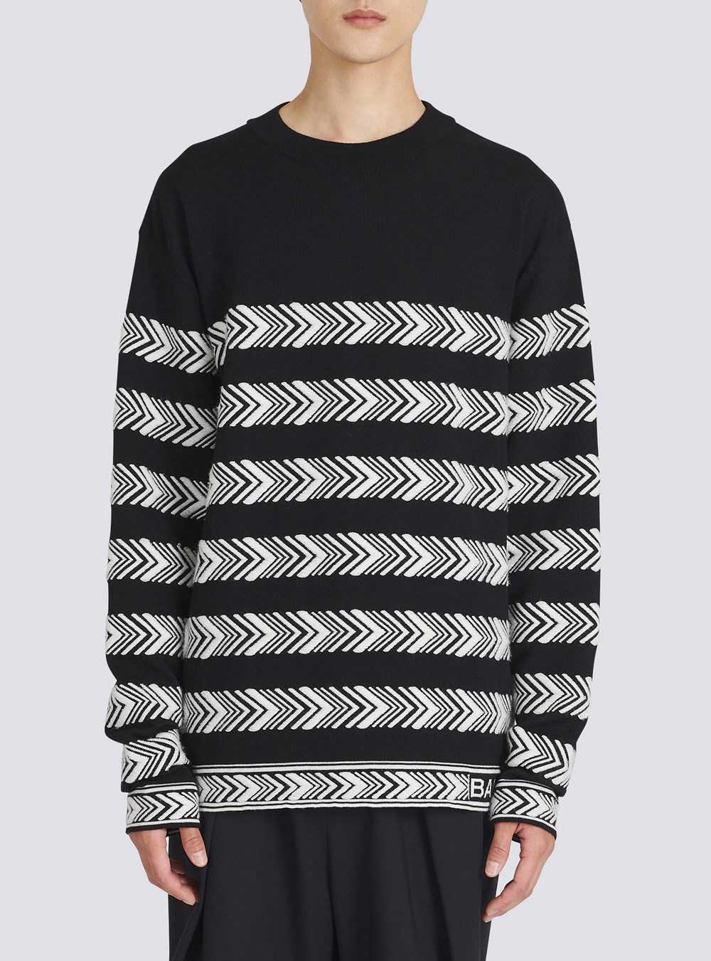 Balmain Chevron Wool Sweater Black | VDCASGR-52