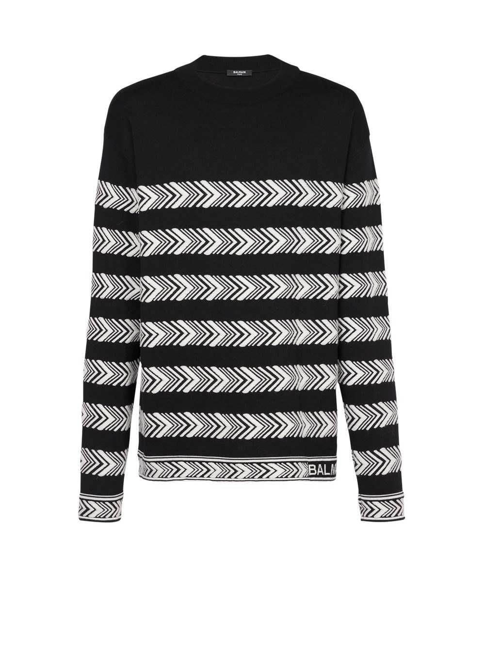 Balmain Chevron Wool Sweater Black | VDCASGR-52