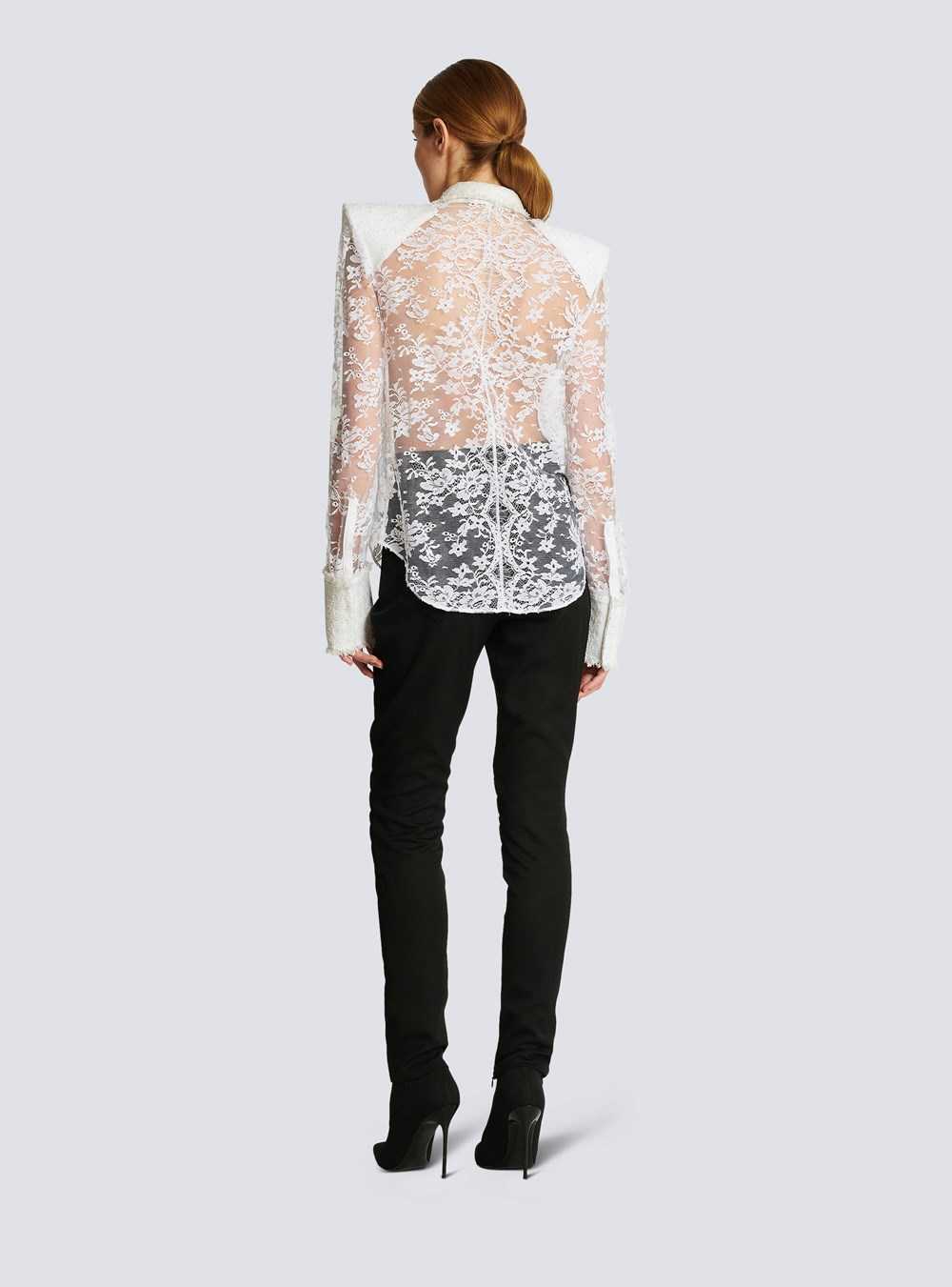 Balmain Cotton And Lace Top White | XCAMKVB-45