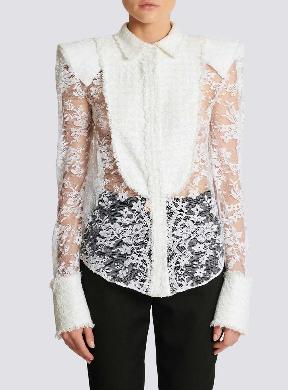 Balmain Cotton And Lace Top White | XCAMKVB-45