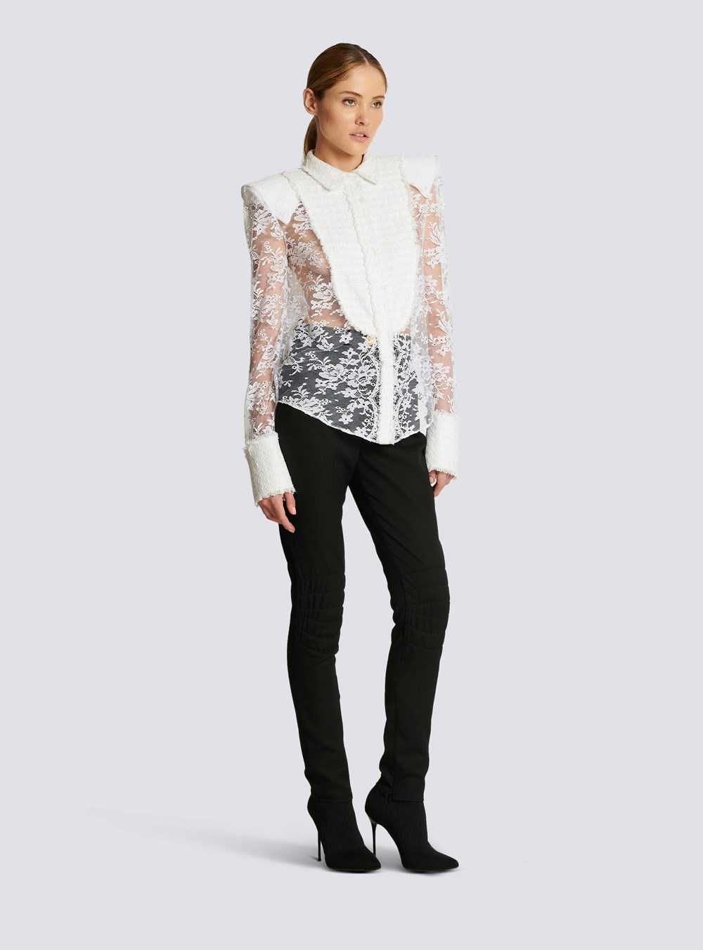 Balmain Cotton And Lace Top White | XCAMKVB-45