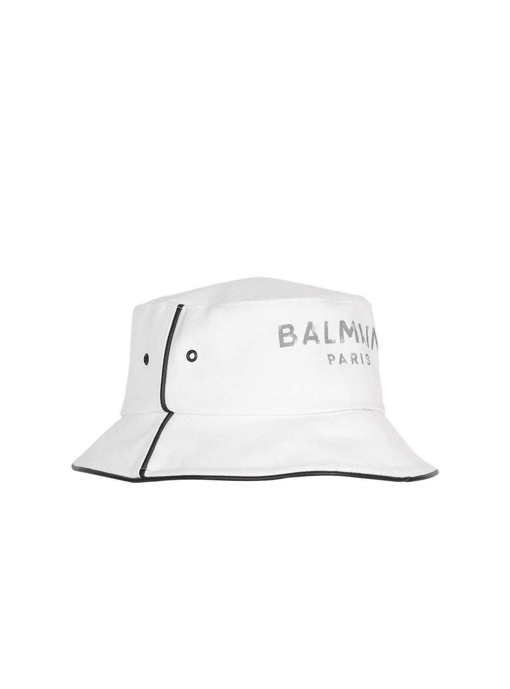 Balmain Cotton And Leather B-army Bucket Hat With Balmain Logo White | IYEQHDU-64