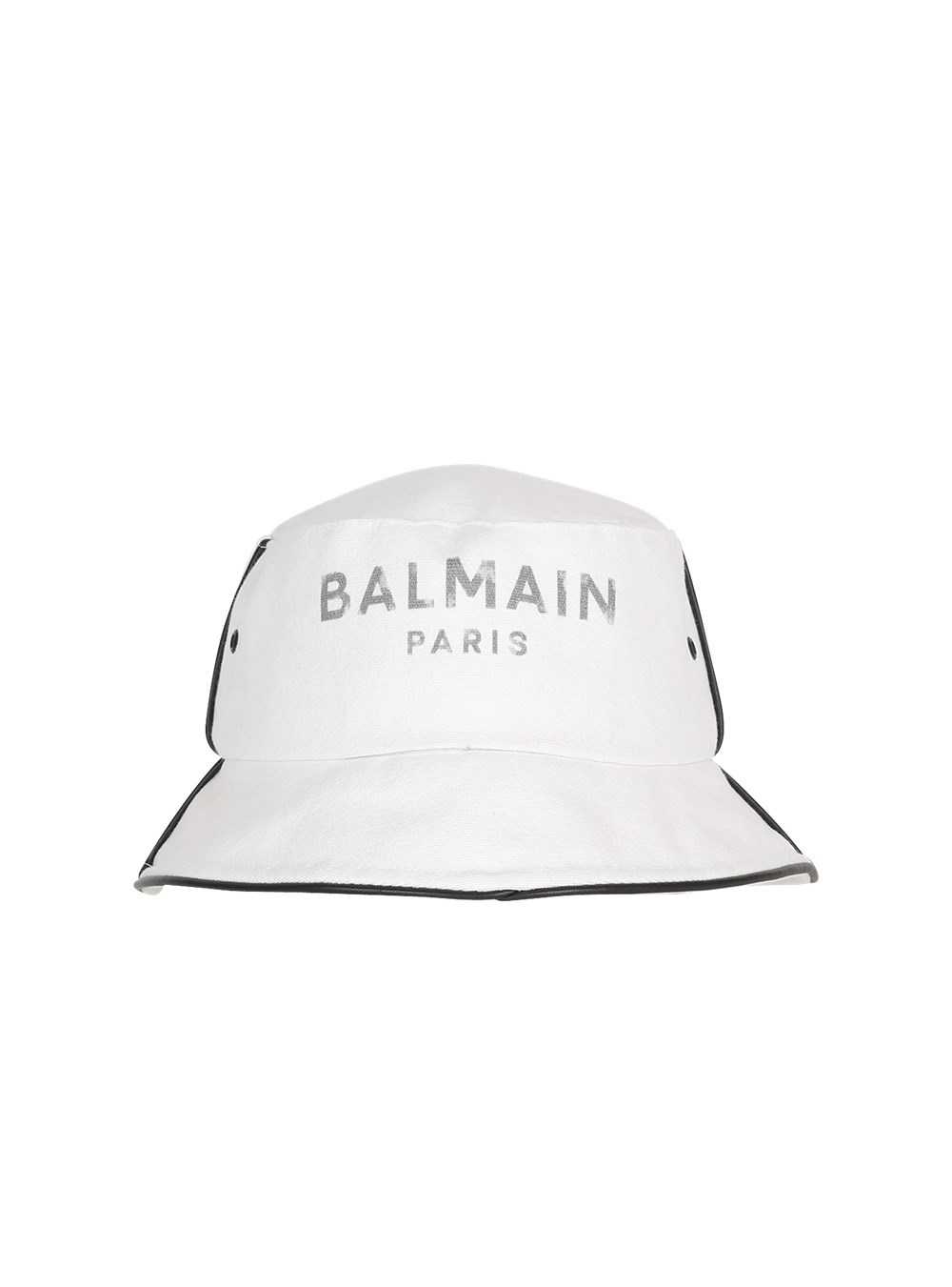 Balmain Cotton And Leather B-army Bucket Hat With Balmain Logo White | IYEQHDU-64