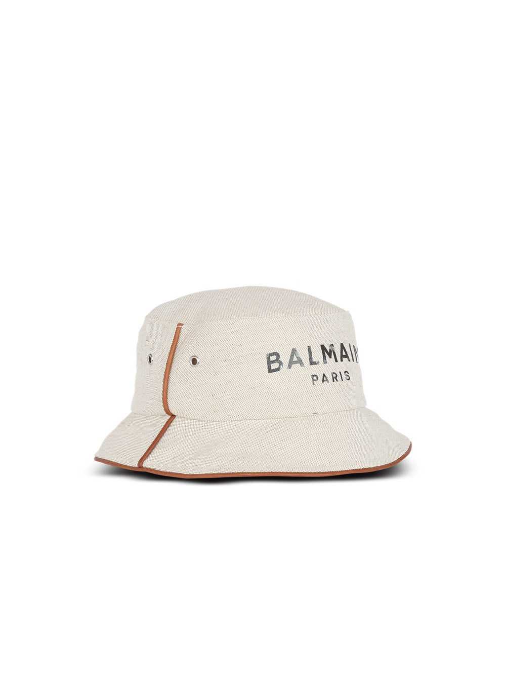 Balmain Cotton And Leather B-army Bucket Hat With Balmain Logo White | MWQKACD-15