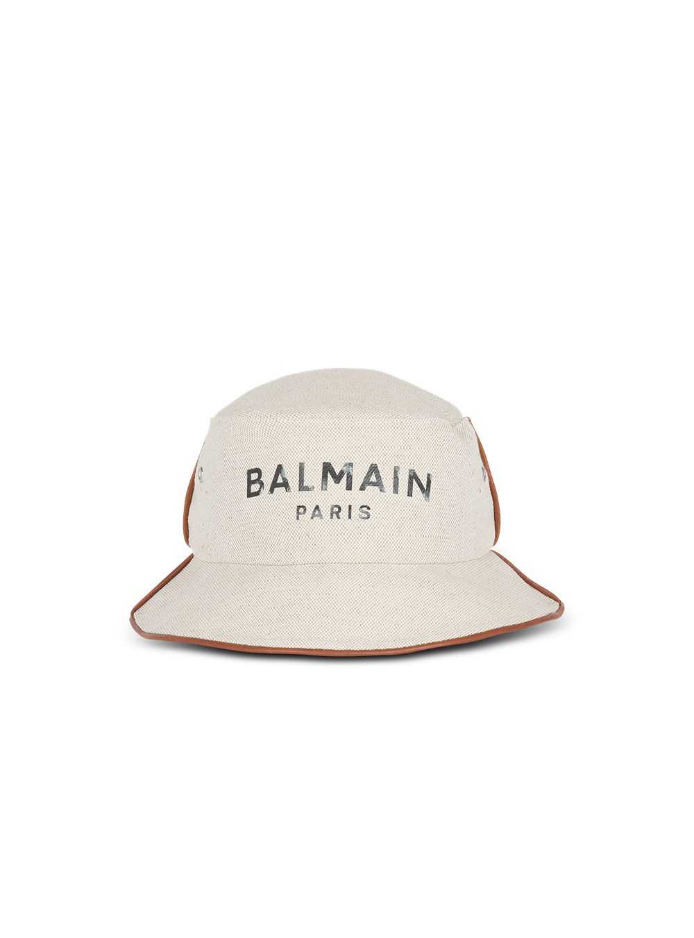 Balmain Cotton And Leather B-army Bucket Hat With Balmain Logo White | MWQKACD-15