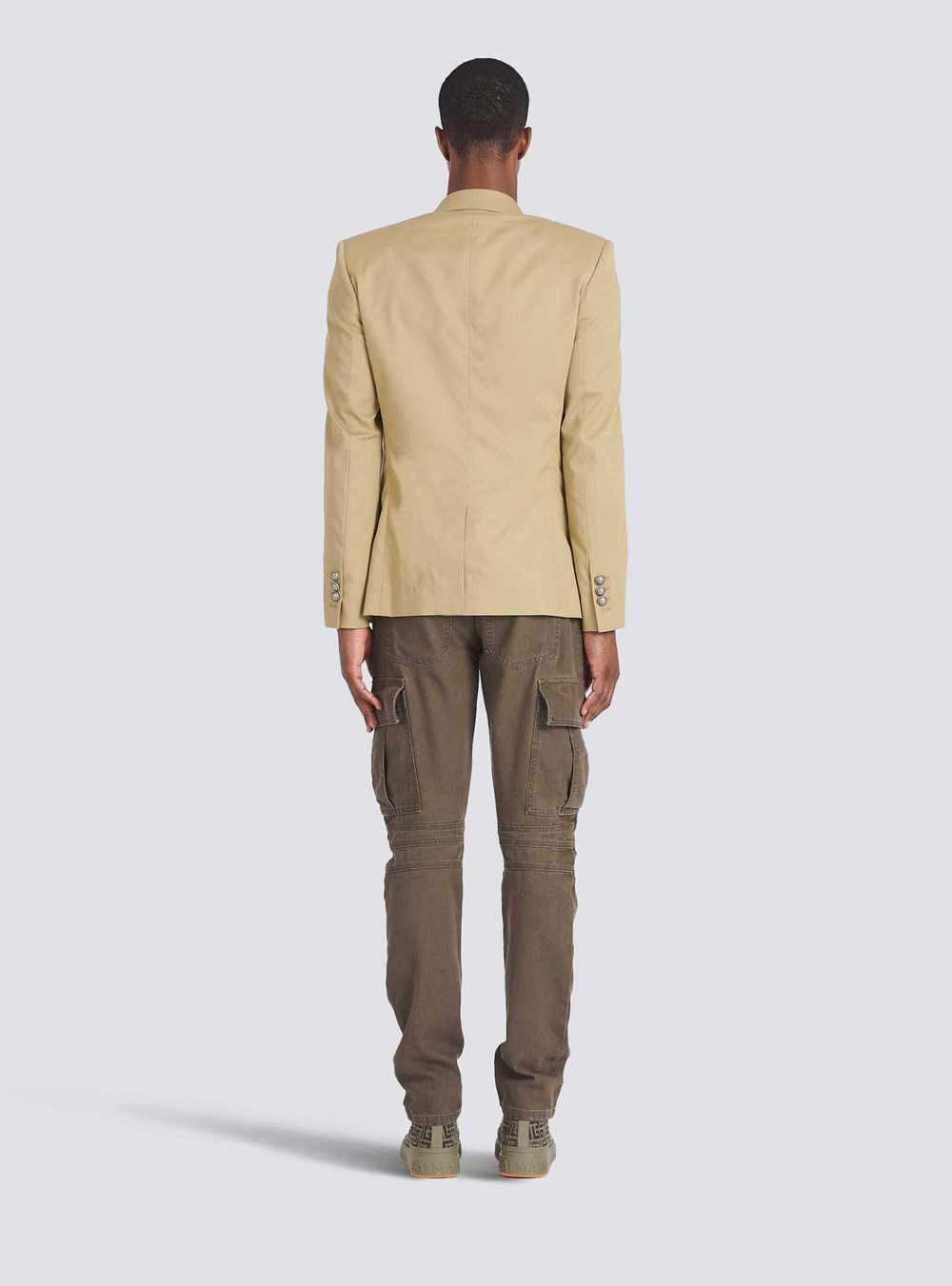 Balmain Cotton Blazer With Double-breasted Silver-tone Buttoned Fastening Beige | BDVFKTH-56