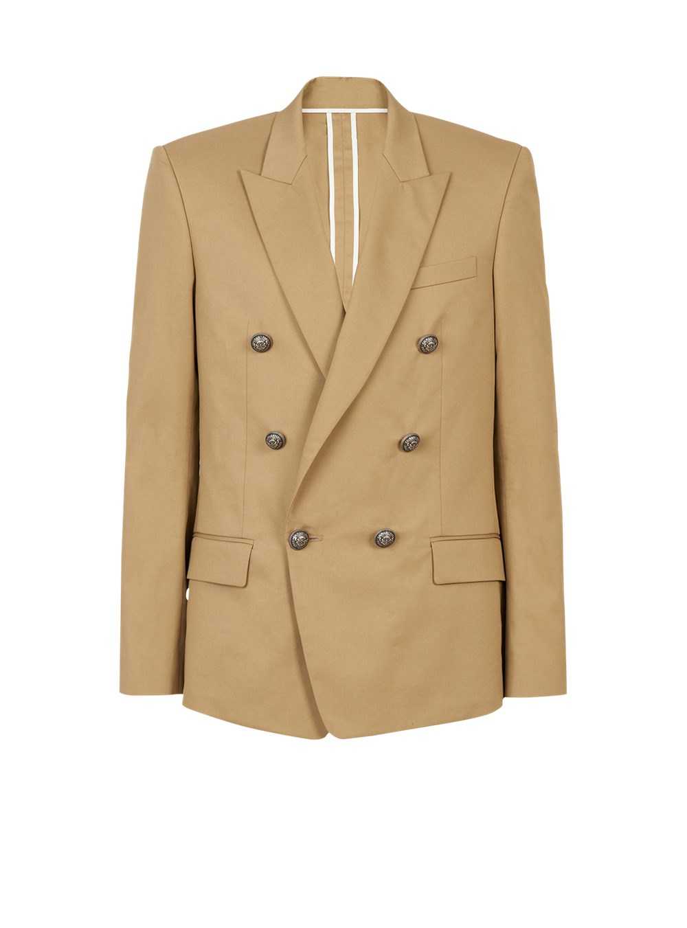 Balmain Cotton Blazer With Double-breasted Silver-tone Buttoned Fastening Beige | BDVFKTH-56