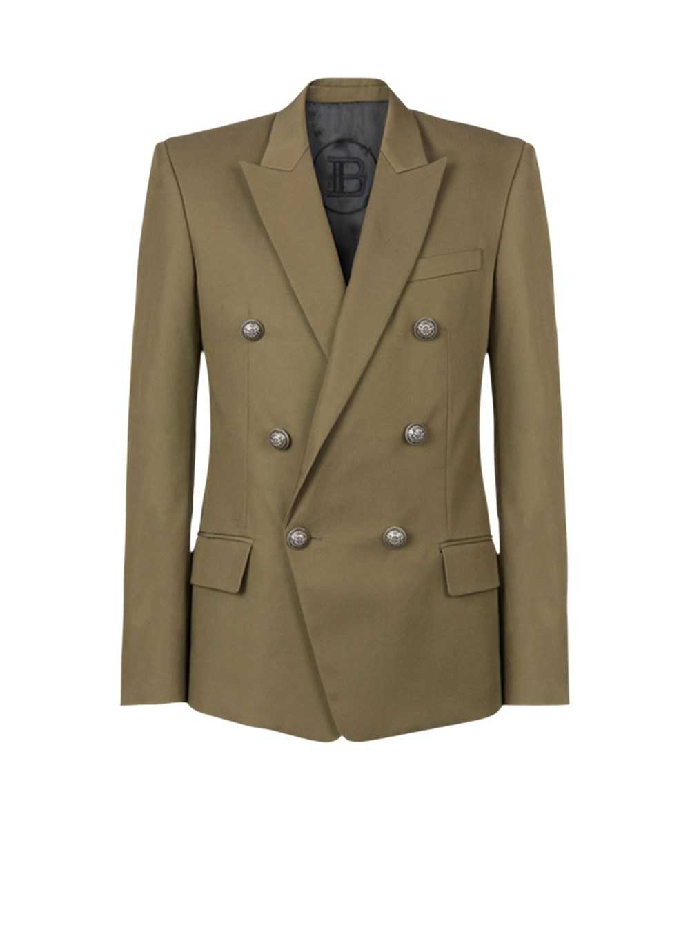 Balmain Cotton Blazer With Double-breasted Silver-tone Buttoned Fastening Khaki | OWTDVXQ-53