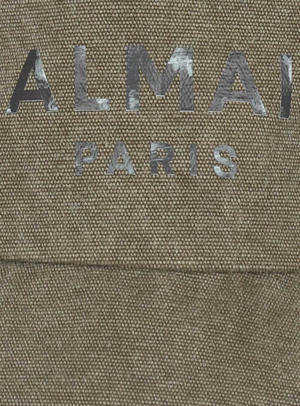 Balmain Cotton Canvas Bucket Hat With Balmain Paris Logo Khaki | BGOFENS-91