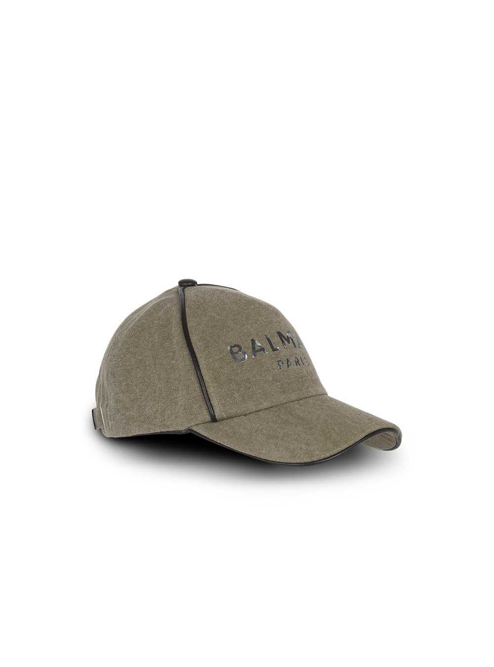 Balmain Cotton Canvas Cap With Balmain Paris Logo Khaki | LZOKRHE-39