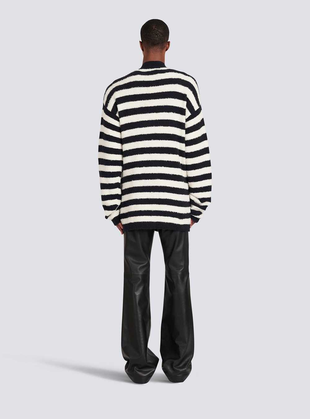 Balmain Cotton Cardigan With Strippes And Balmain Badge Black | WYSJVHO-98