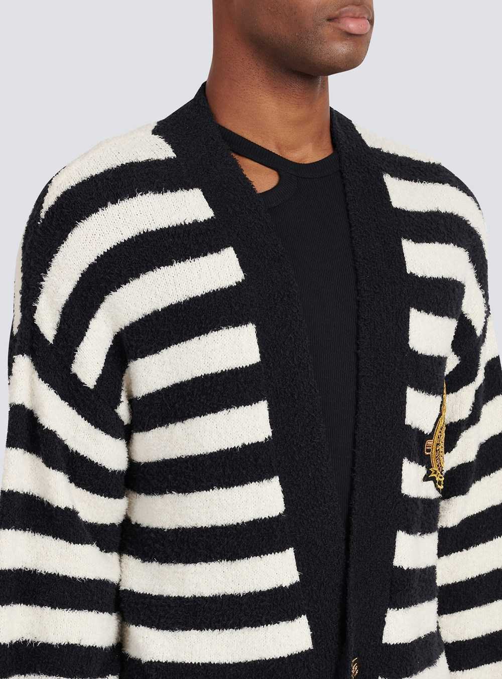 Balmain Cotton Cardigan With Strippes And Balmain Badge Black | WYSJVHO-98