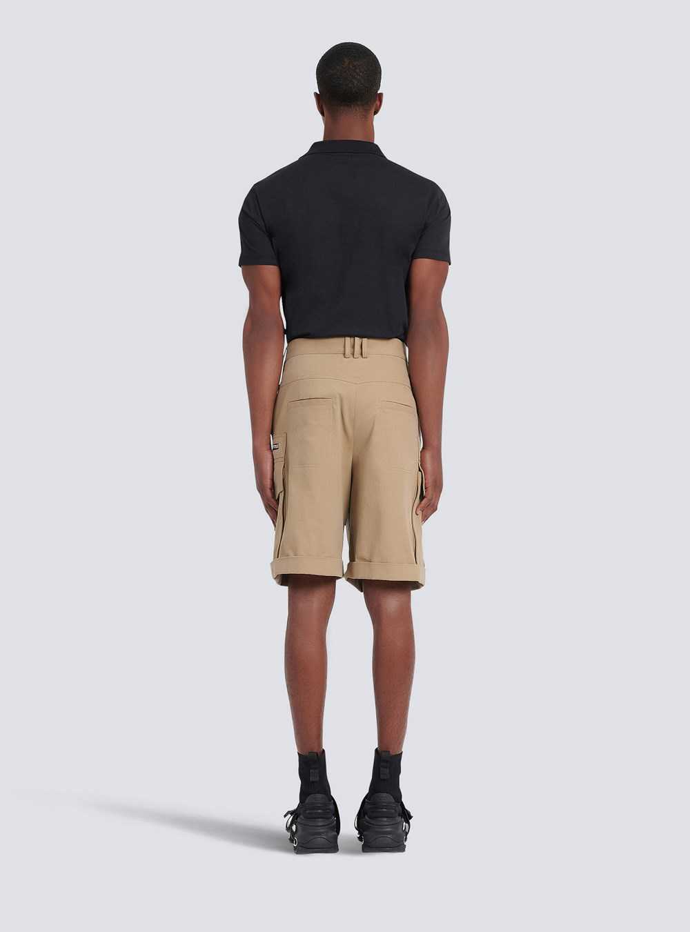 Balmain Cotton Cargo Bermuda Beige | QBIUXAS-91