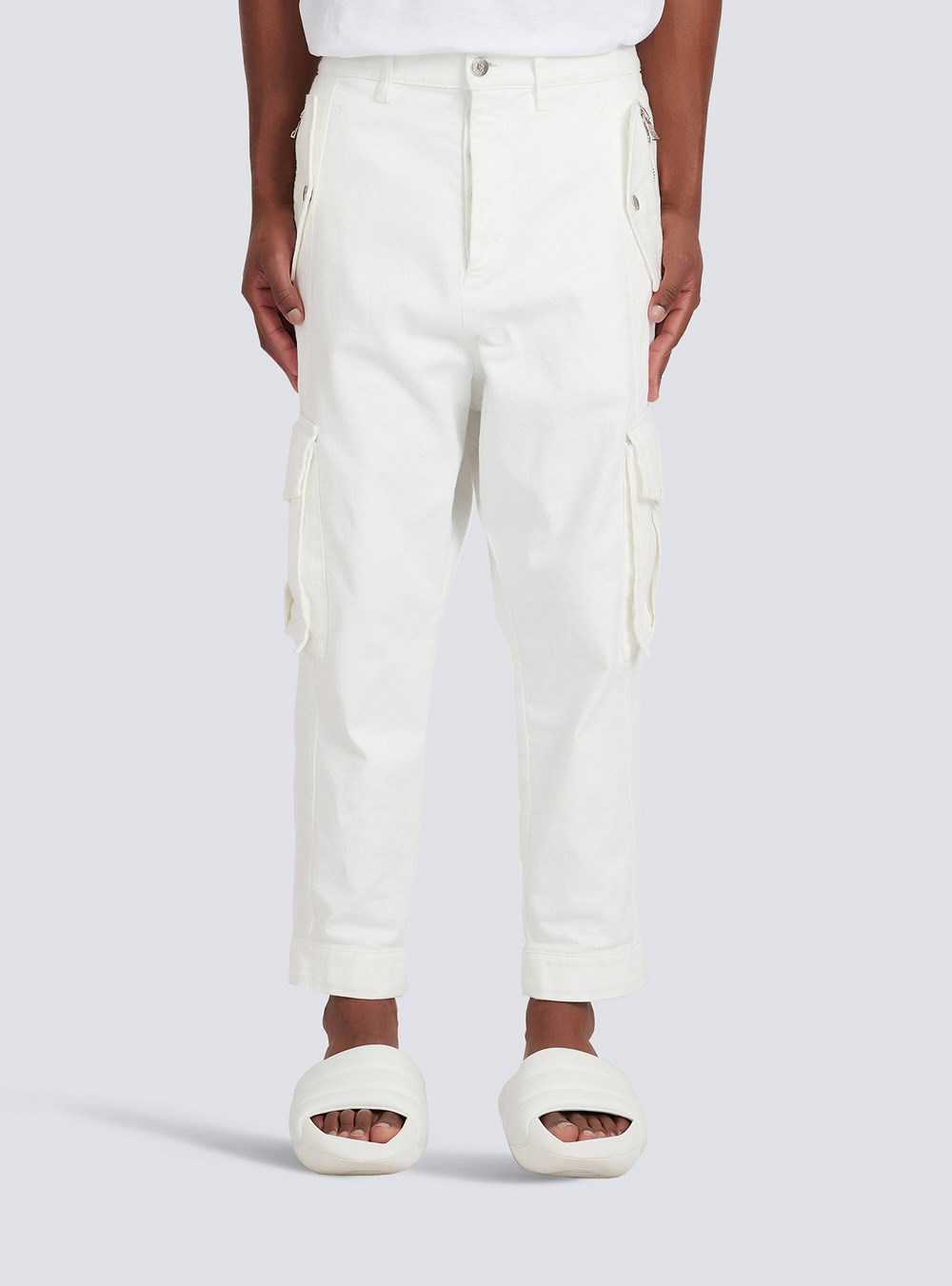 Balmain Cotton Cargo Pants White | UNQYOTX-05