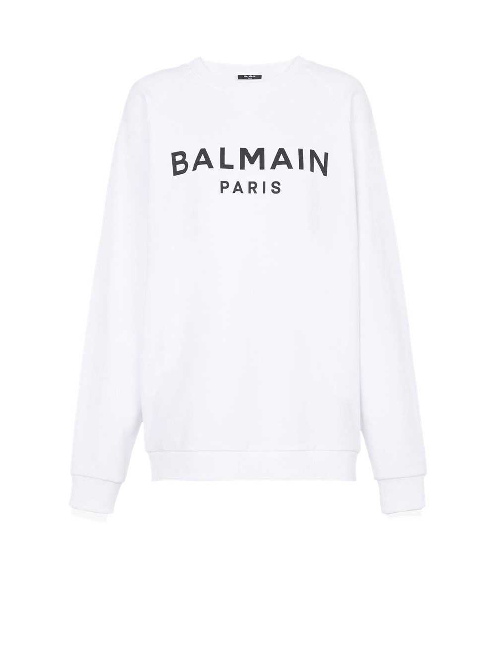 Balmain Cotton Eco-designed Sweatshirt With Flocked Balmain Logo White | ELWYNSD-68