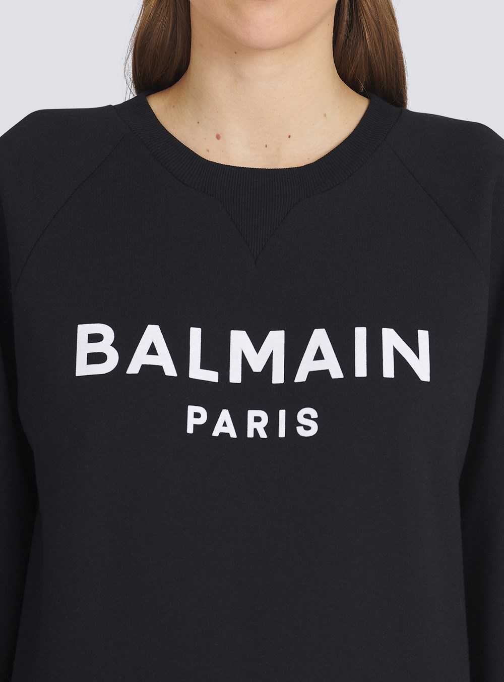 Balmain Cotton Eco-designed Sweatshirt With Flocked Balmain Logo Black | SAMPYZI-09