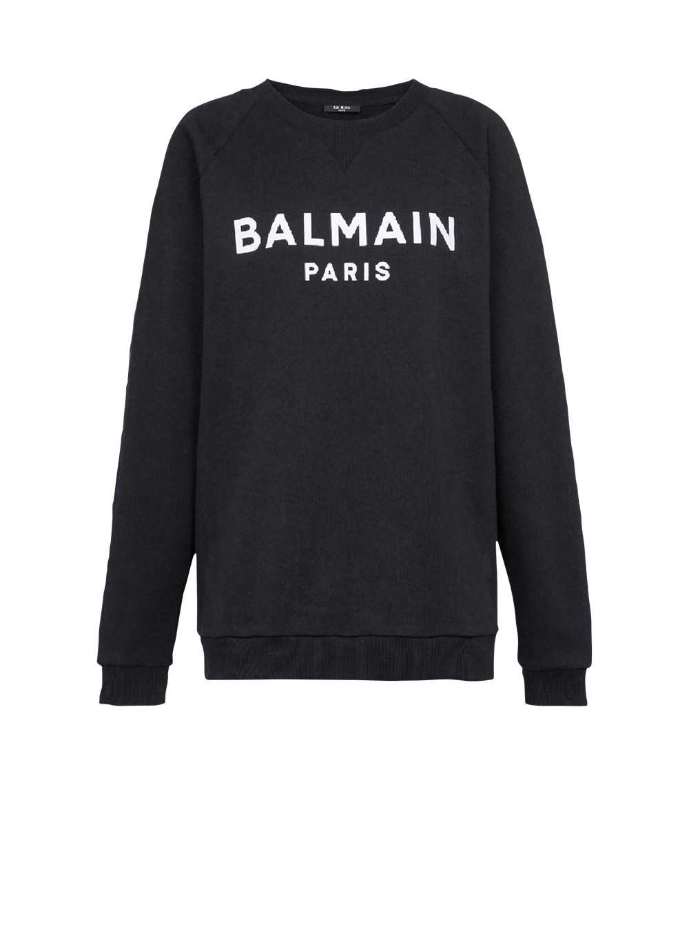 Balmain Cotton Eco-designed Sweatshirt With Flocked Balmain Logo Black | SAMPYZI-09