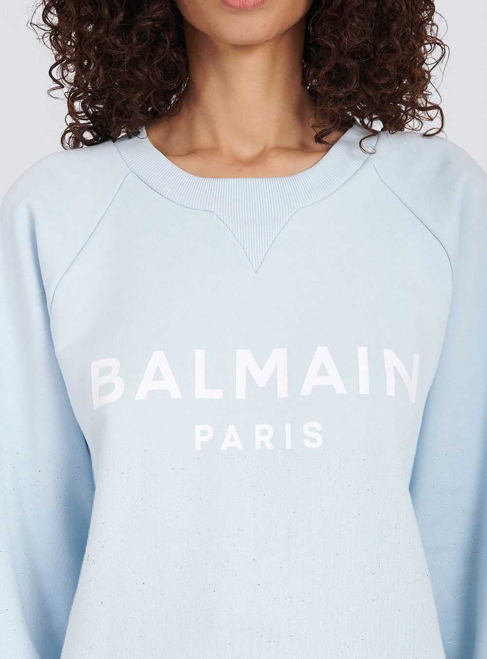 Balmain Cotton Eco-designed Sweatshirt With Flocked Balmain Logo Blue | XJRIOQT-69