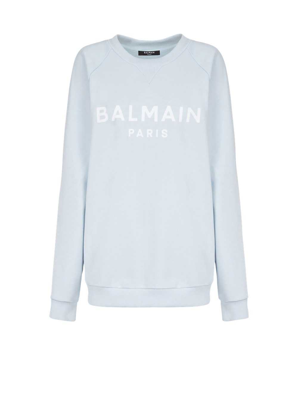 Balmain Cotton Eco-designed Sweatshirt With Flocked Balmain Logo Blue | XJRIOQT-69