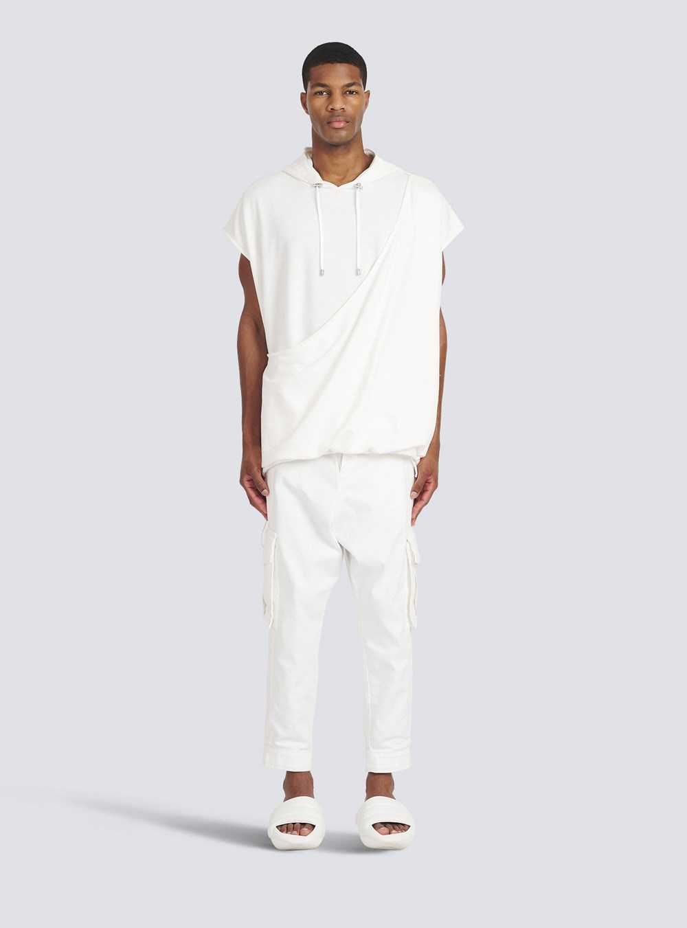 Balmain Cotton Hooded Sweatshirt White | CAQYXVR-02