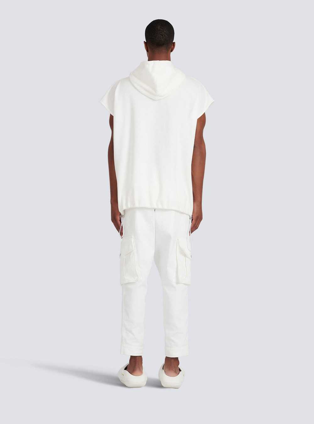 Balmain Cotton Hooded Sweatshirt White | CAQYXVR-02