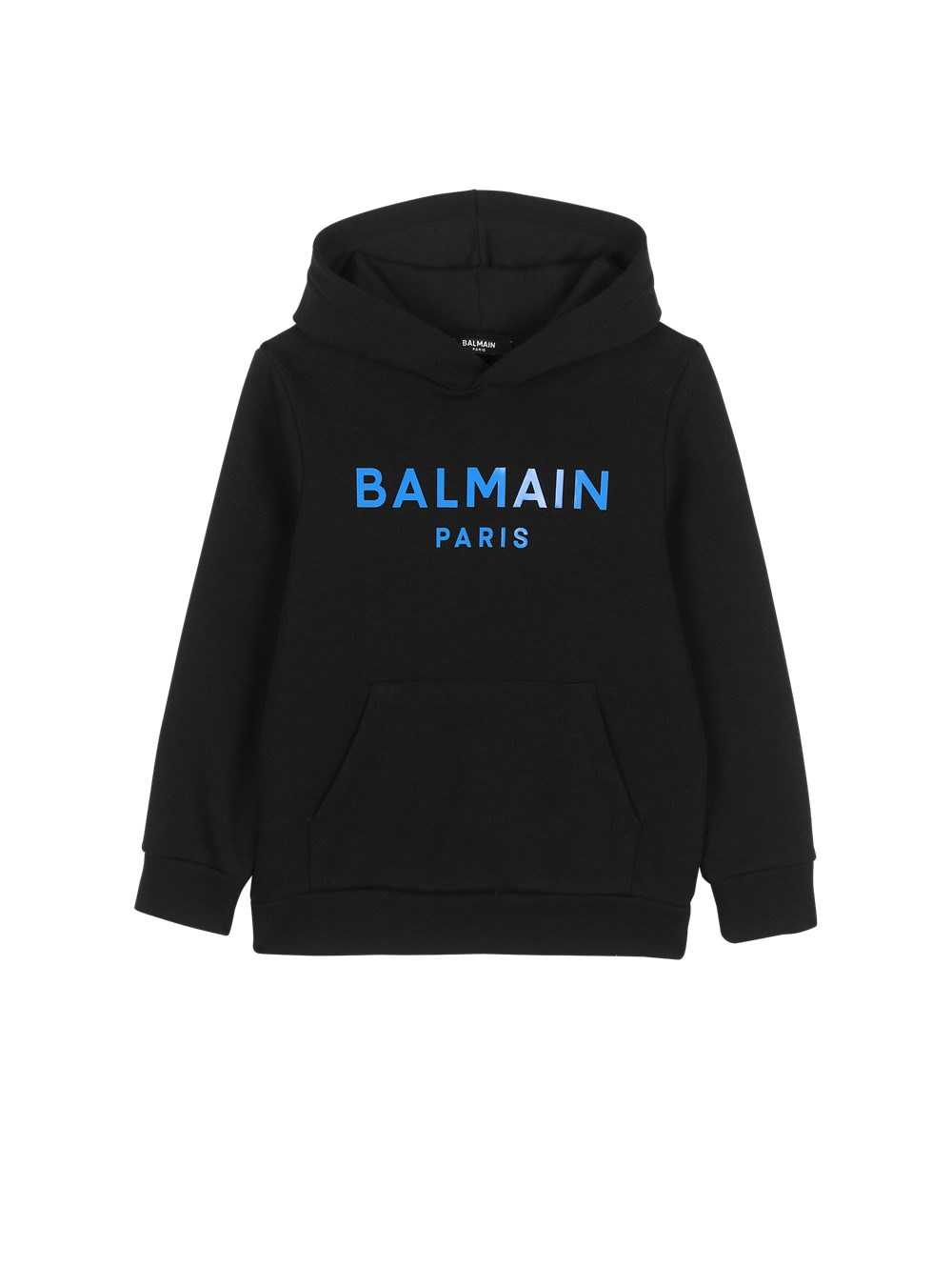 Balmain Cotton Hoodie With Balmain Logo Black | KCSILWZ-28