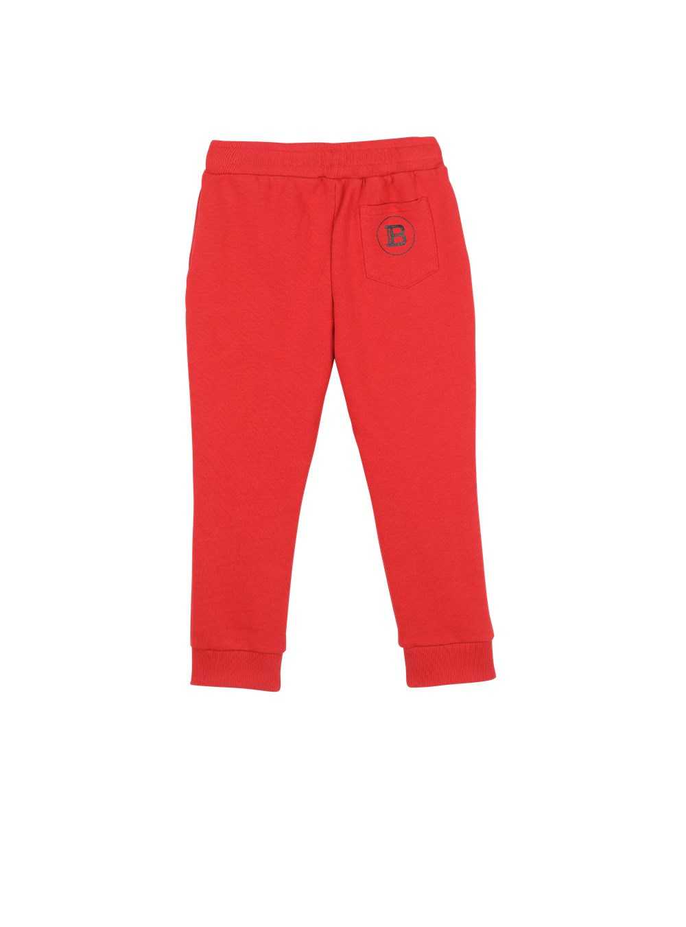 Balmain Cotton Jogging Bottoms With Balmain Logo Red | OISDHGQ-03